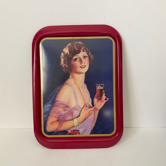 Coca-Cola Co 1927 Calendar Girl Tin Tray Ltd Canadian Edition 1974 Vintage - Picture 8 of 10